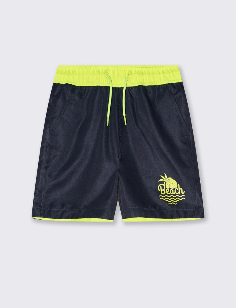 Costume boxer bicolore con bustino - Blu