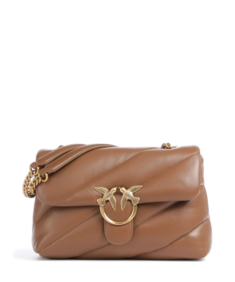 Pinko Love Puff Classic Borsa a spalla marrone cognac/antique gold