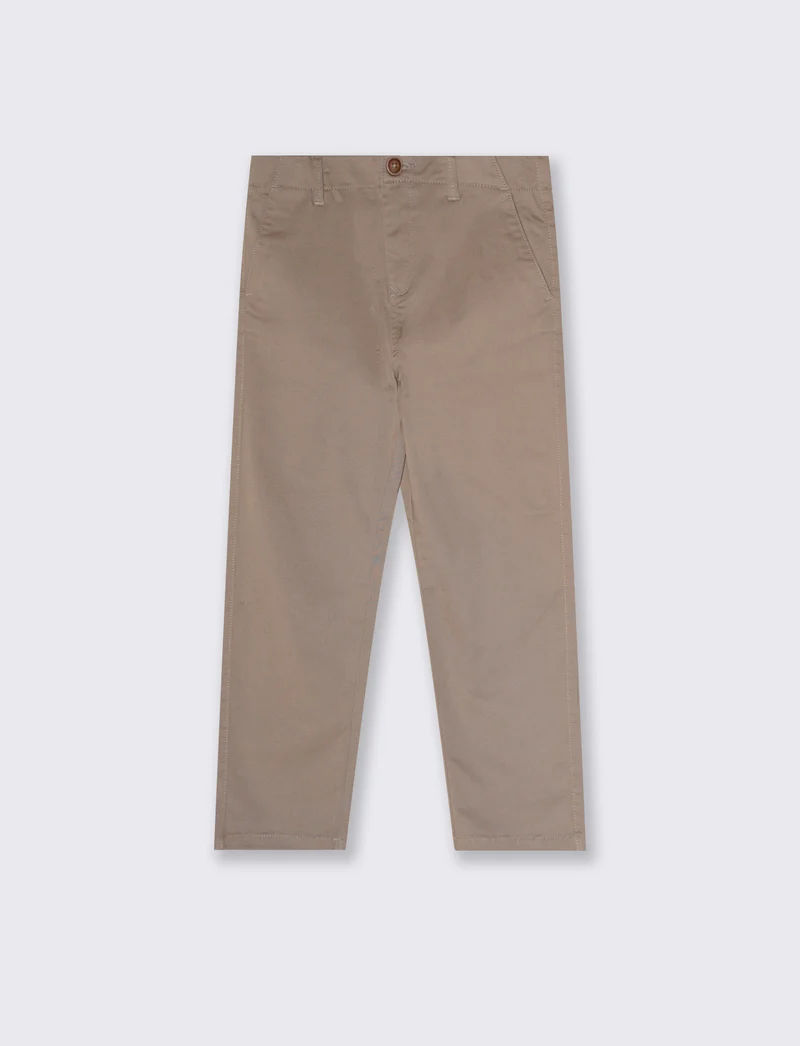 Pantaloni in misto cotone con tasche - Beige