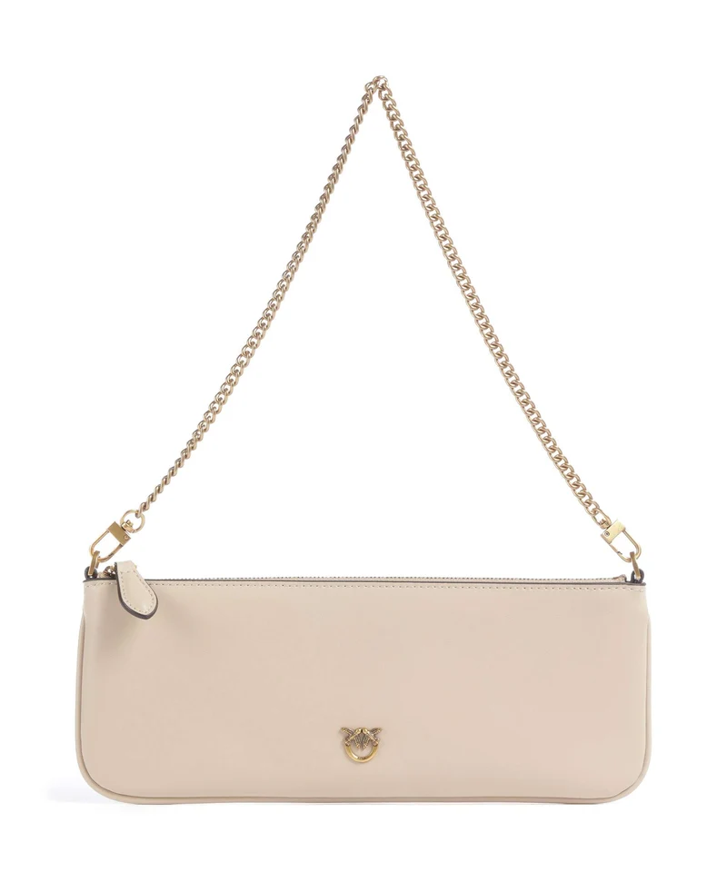 Pinko Flat Horizontal Borsa a spalla beige/grigio fumo/antique gold