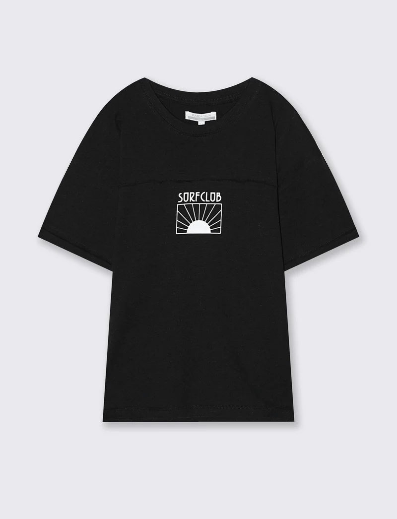 T-shirt surf over con taglio vivo - Nero