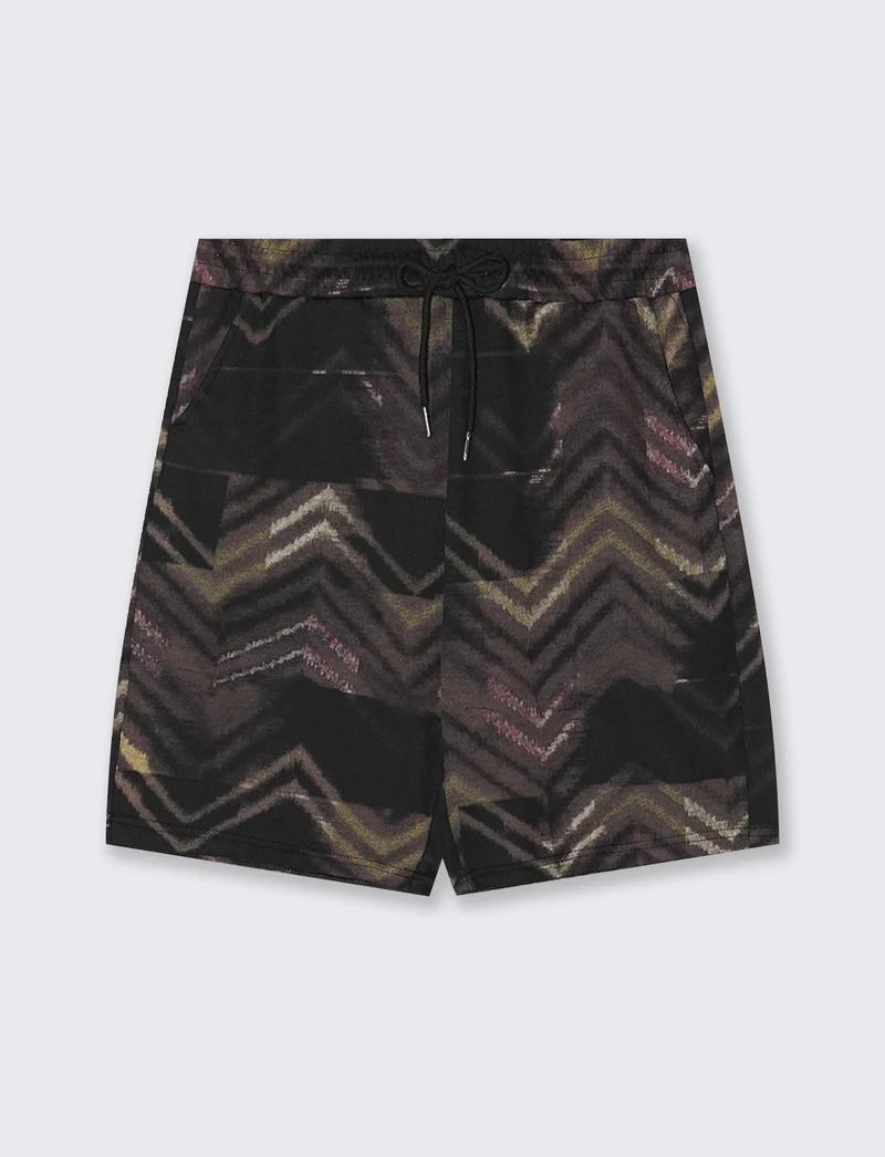 Bermuda in tessuto stampato con vita jogger - var 1