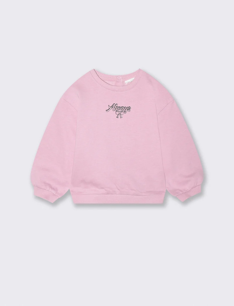 Felpa girocollo in cotone con stile - Rosa polvere