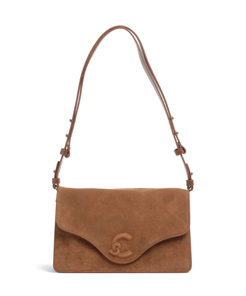 Coccinelle C-Me Softy Suede Borsa a spalla cognac
