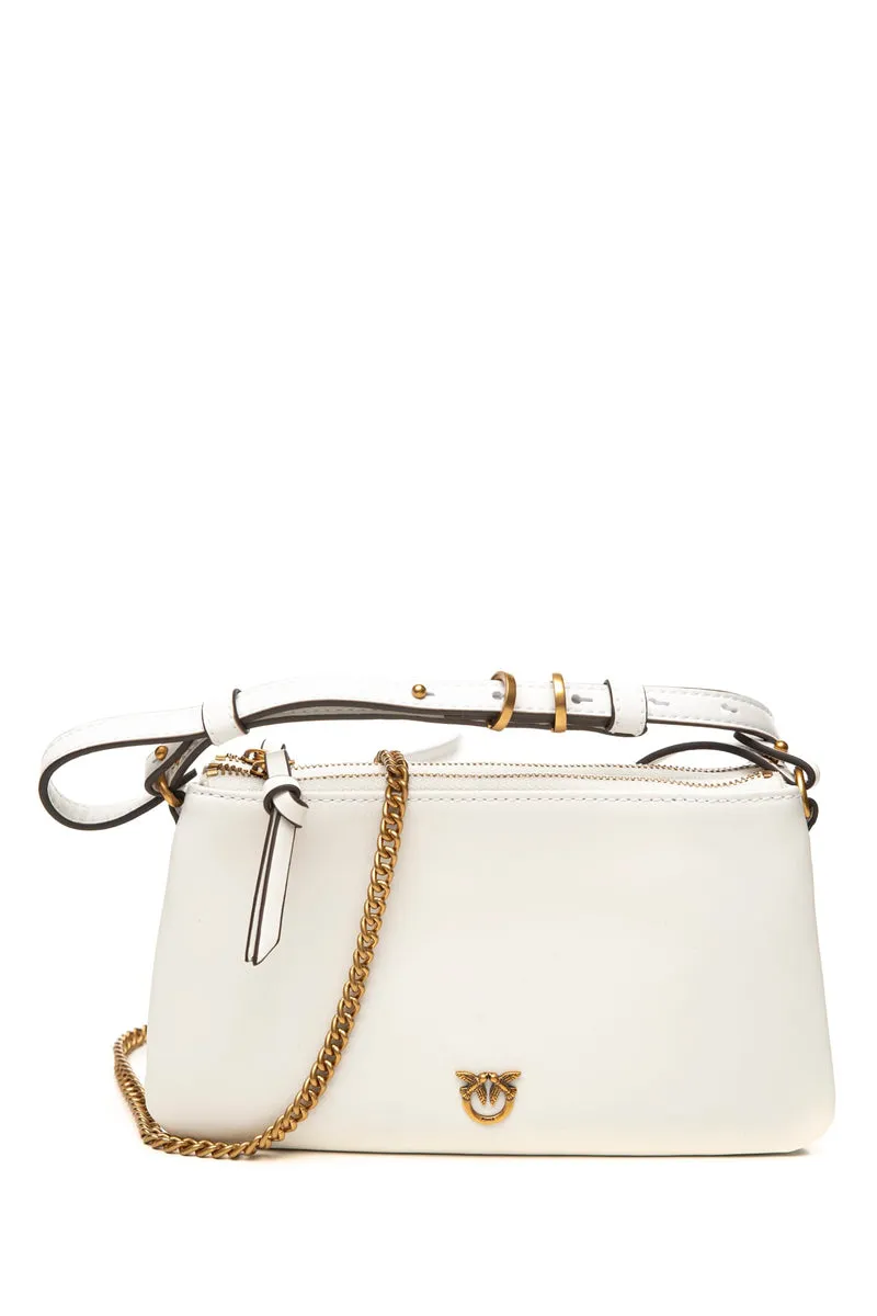 Borsa Pochette Pinko Double Mini Gold Da Donna Bianca In Pelle