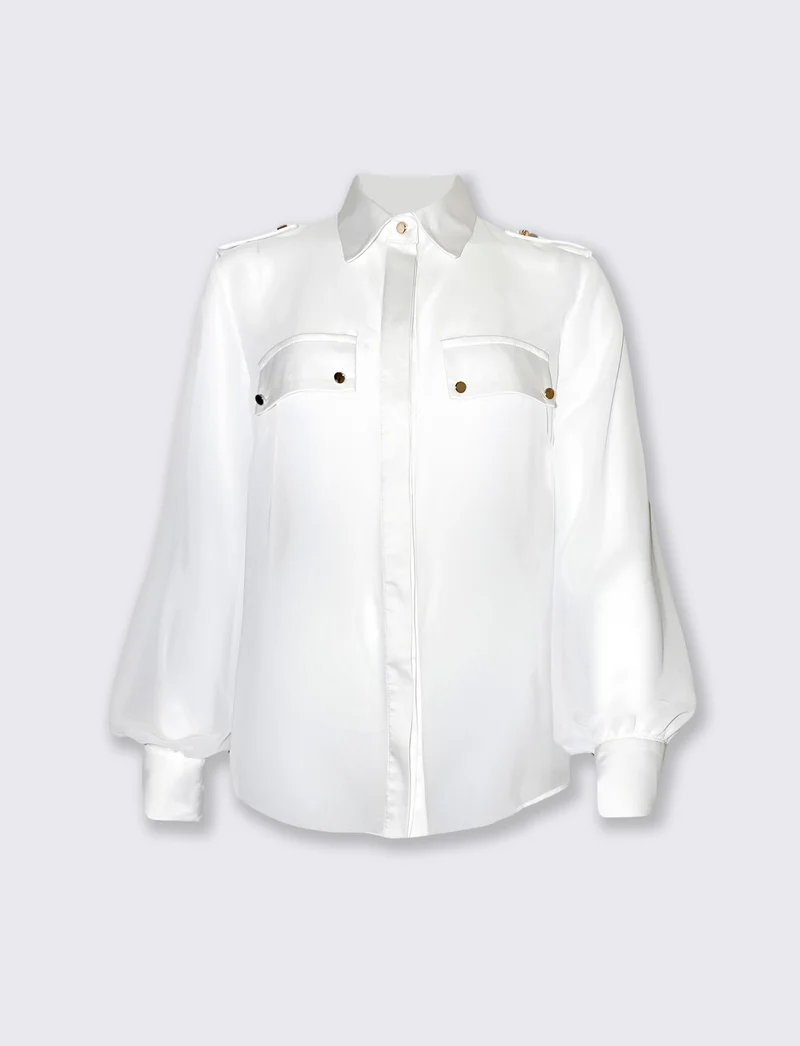 Camicia manica lunga con dettagli eleganti - Bianco latte