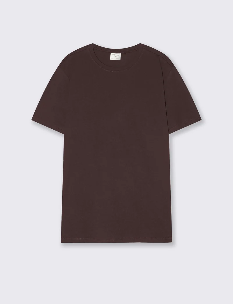 T-shirt girocollo in cotone regular fit - Bordeaux
