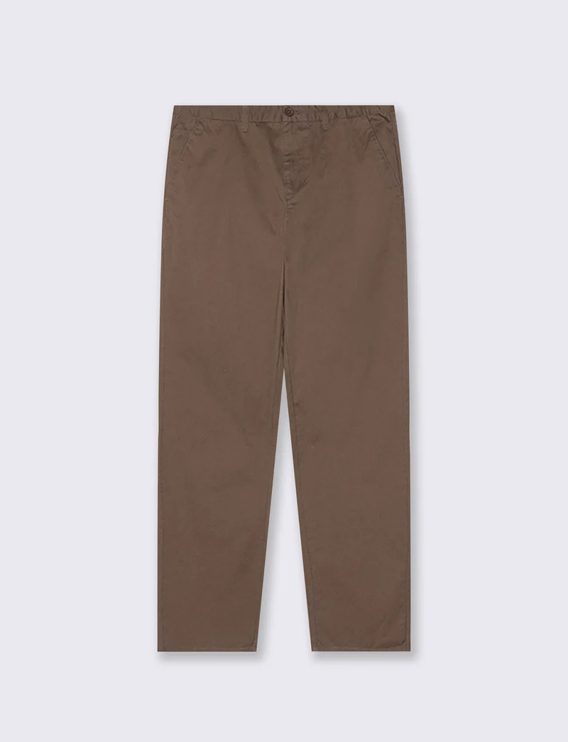 Pantaloni Chino Regular Fit in Cotone - Grigio fango