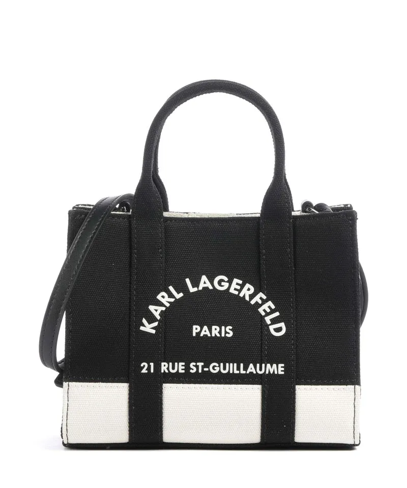 Karl Lagerfeld K/Rue St Guillaume Medium Borsa a mano cannoli cream/black