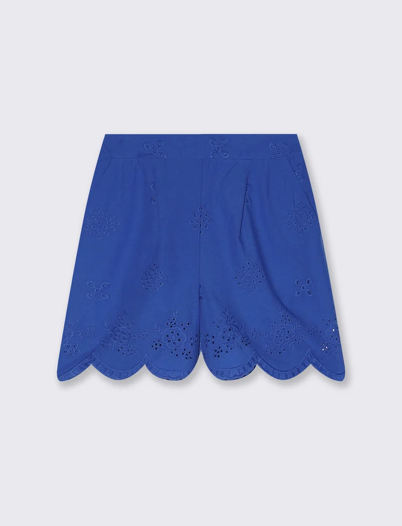 Short in cotone con ricamo sangallo - Royal