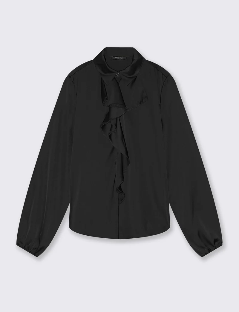 Casacca manica lunga con rouches - Nero