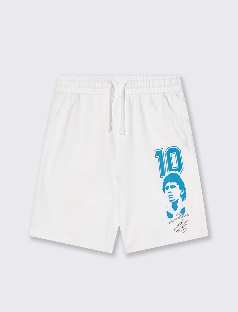 Bermuda in felpa D10S con coulisse - Bianco