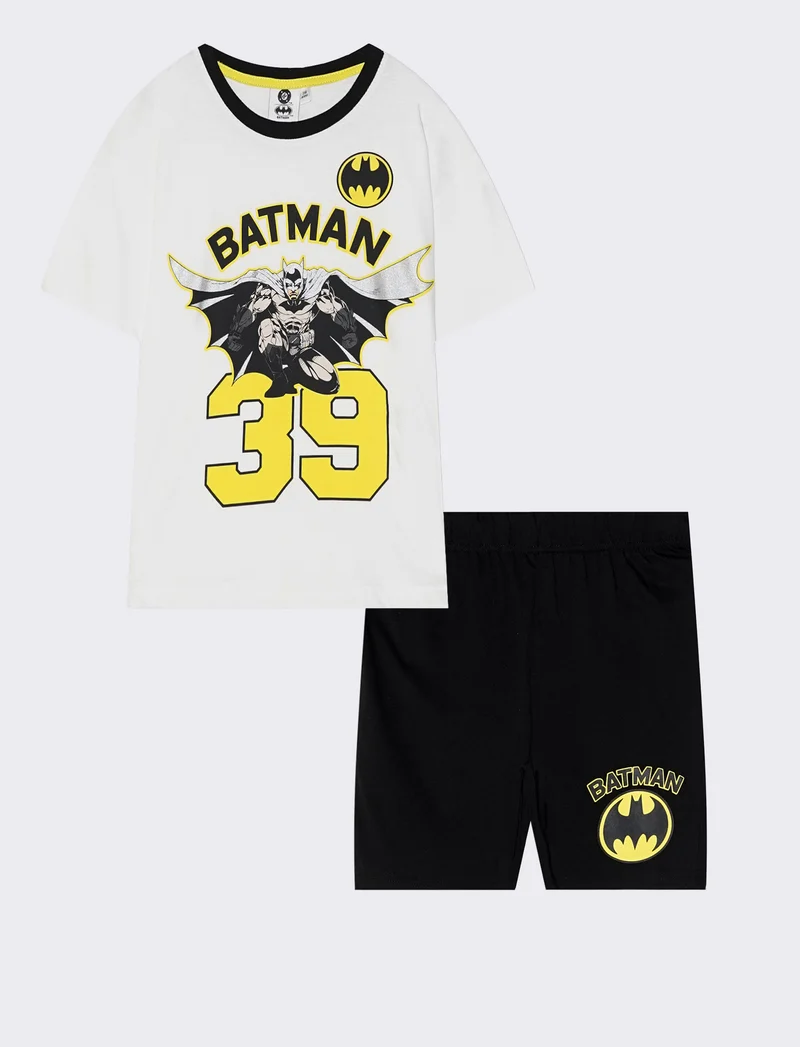 Completo Batman per bambini con t-shirt e shorts - Bianco