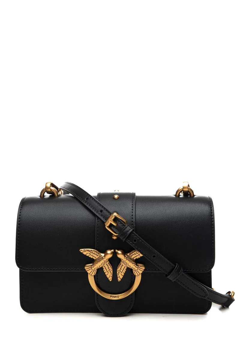 Borsa Pinko Love One Mini Gold Da Donna Nera In Pelle