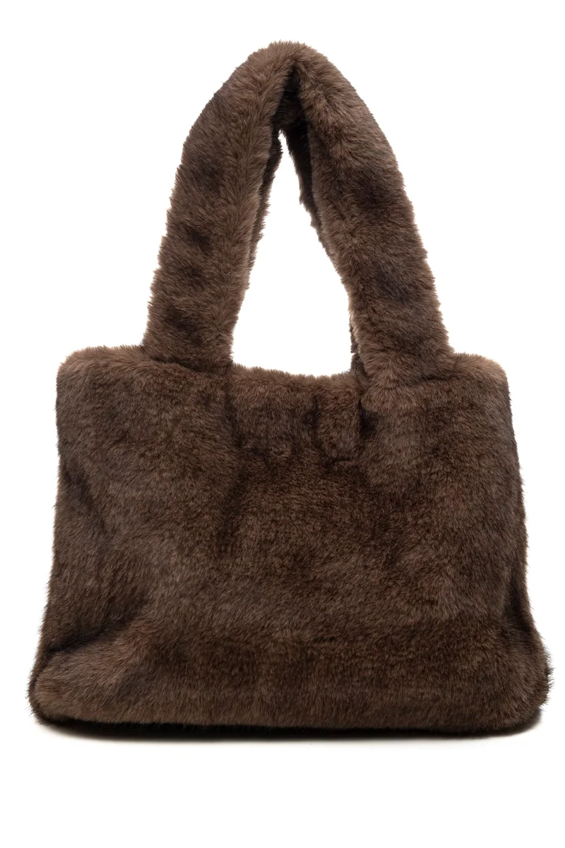 Borsa Tavus Eco Mk Da Donna Visone Marrone In Pelliccia Sintetica