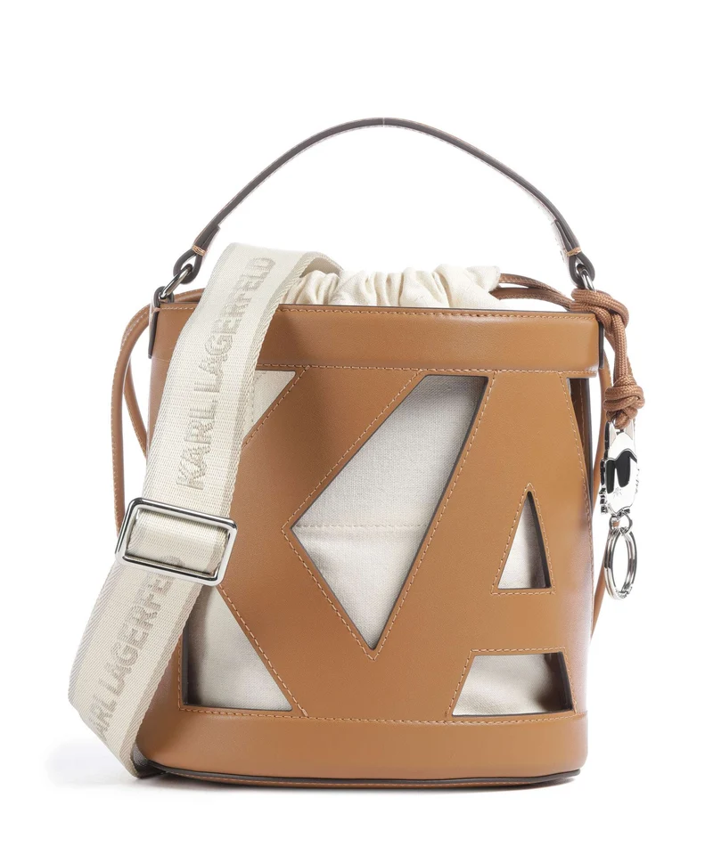 Karl Lagerfeld Ikon Monogram Borsa a secchiello diagonal cream monogram