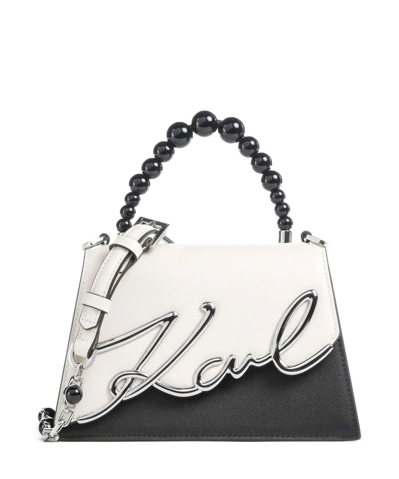 Karl Lagerfeld K/Signature 2.0 Small Pearls Borsa a mano white/black