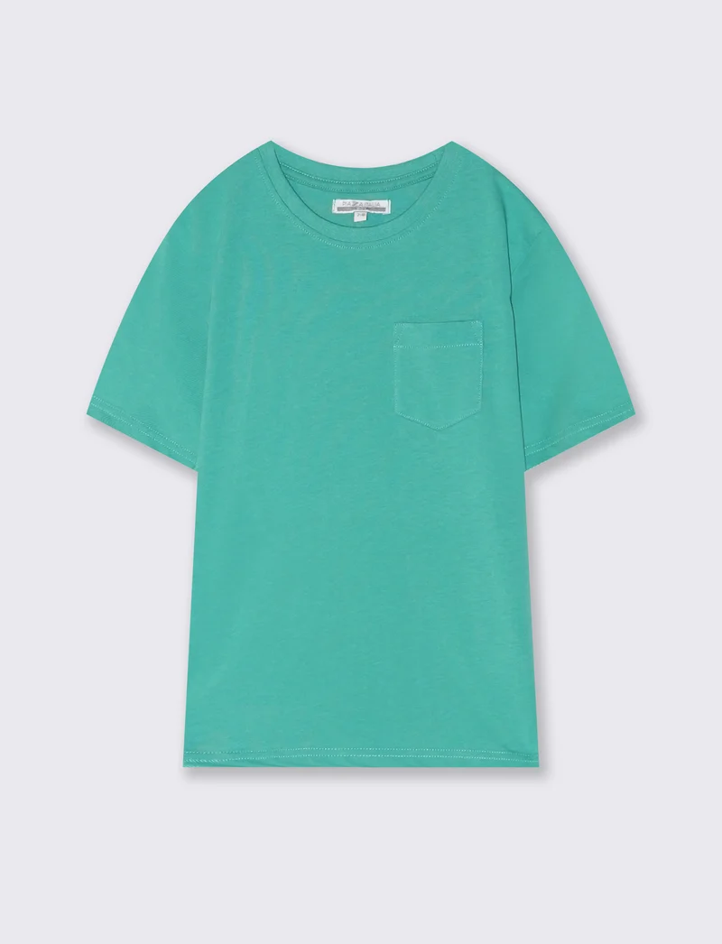 T-shirt girocollo con taschino versatile - Verde