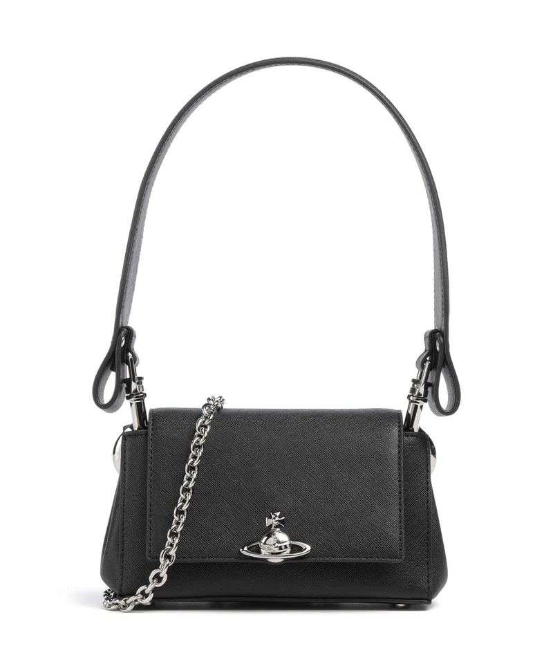 Vivienne Westwood Hazel Saffiano Plain Small Borsa a spalla black