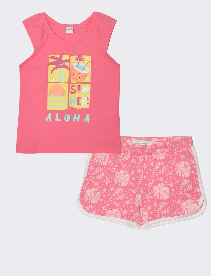 Set 2 pack canotta e shorts estivi bambina - Rosa