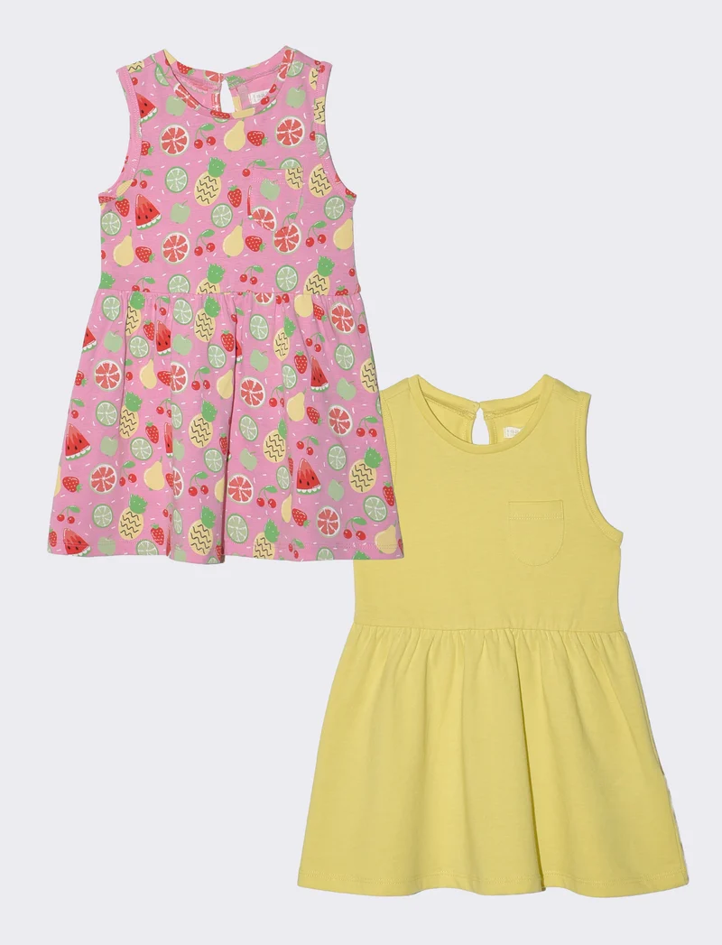 Abito bipack: tinta unita e fantasia - Giallo