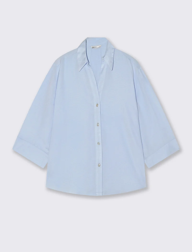 Camicia Basica Maniche a 3/4 - Celeste
