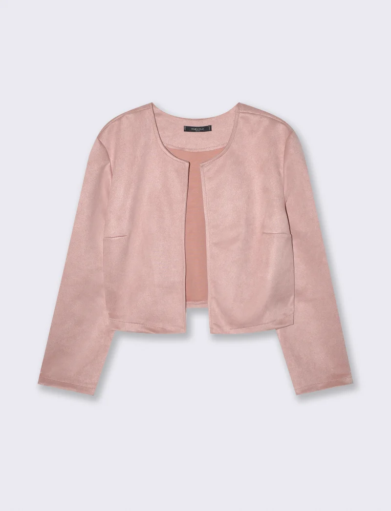 Giacca corta in suede - Cipria