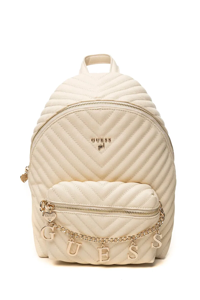 Zaino Guess Girl Letter Backpack 7 Y Up Da Bambina Panna In Poliuretano