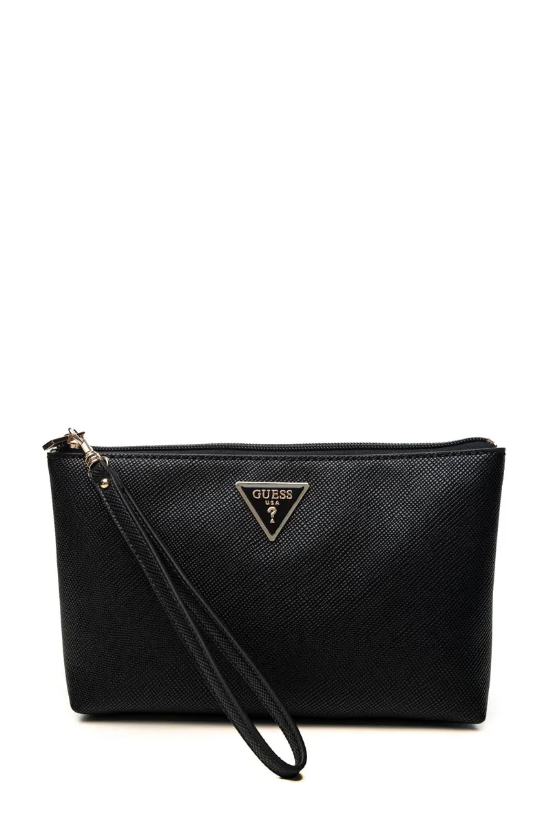 Pochette Guess Laurel Ii Wristlet Pouch Da Donna Nera In Poliuretano