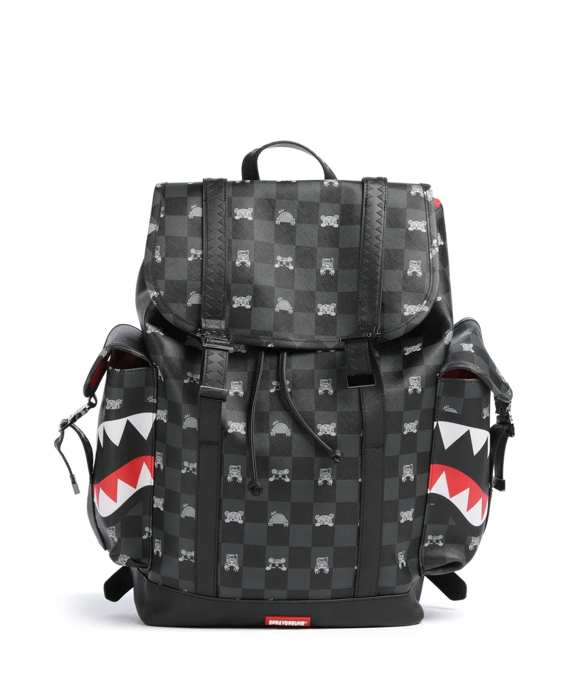 Sprayground Gray Peeking Character Check Monte Carlo Zaino black/gray