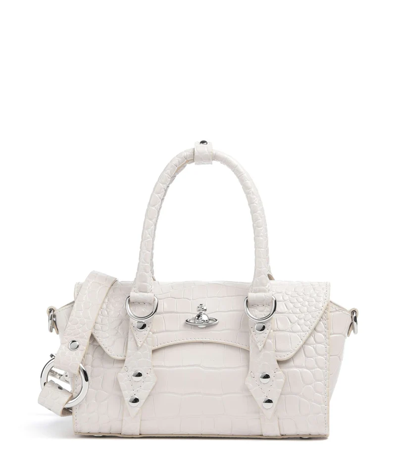 Vivienne Westwood Bettina Embossed Croc Mini Borsa a mano pearl white