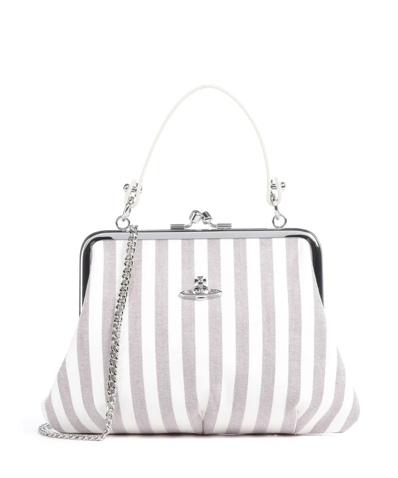 Vivienne Westwood Granny Frame Classic Oxford Shirt Borsa a mano burgundy stripe