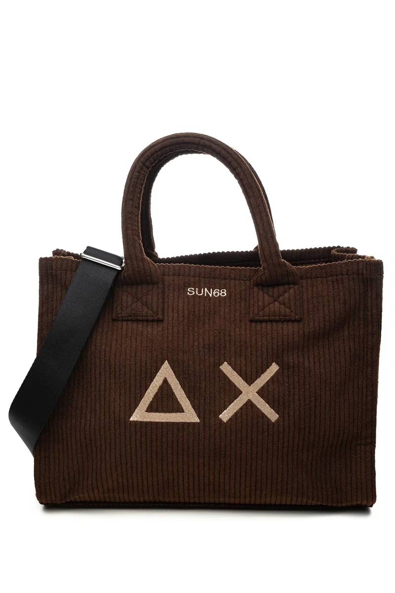 Borsa Sun68 Cali Midi Corduroy Da Donna Cioccolato In Velluto