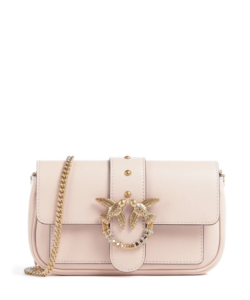 Pinko Love One Pocket New Buckle Borsa a tracolla rosa cammeo/antique gold