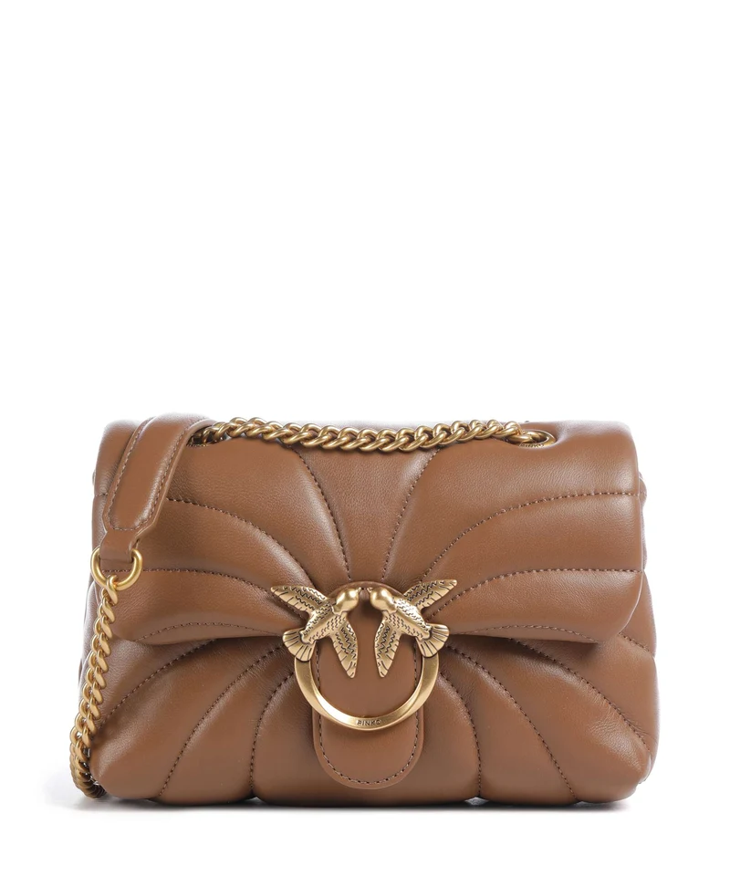 Pinko Love Puff Mini Borsa a spalla marrone cognac/antique gold