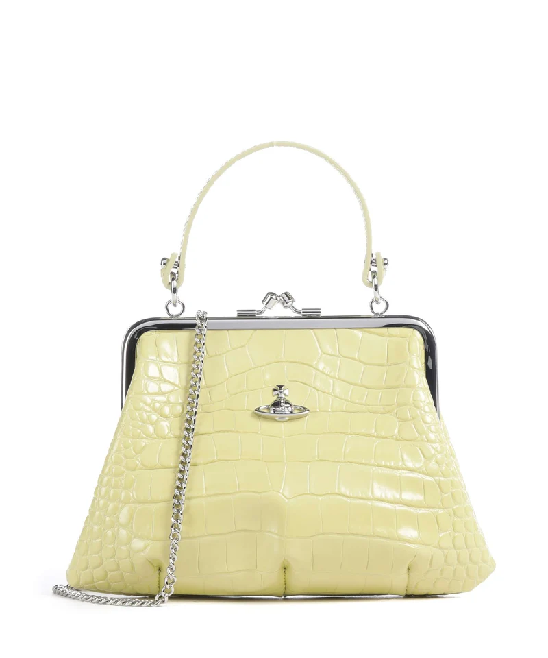 Vivienne Westwood Granny Frame Embossed Croc Borsa a mano lime green