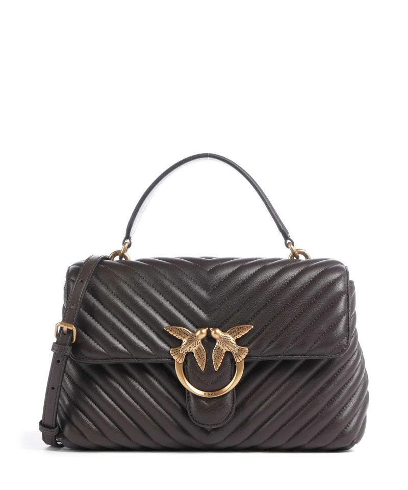Pinko Love Lady Puff Classic Borsa a mano marrone marasca/antique gold