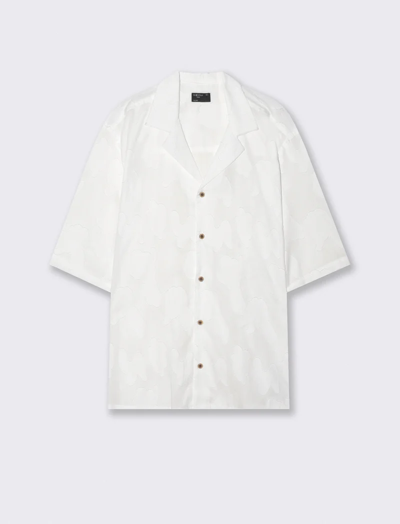 Camicia boxy fit con intarsio astratto - Bianco