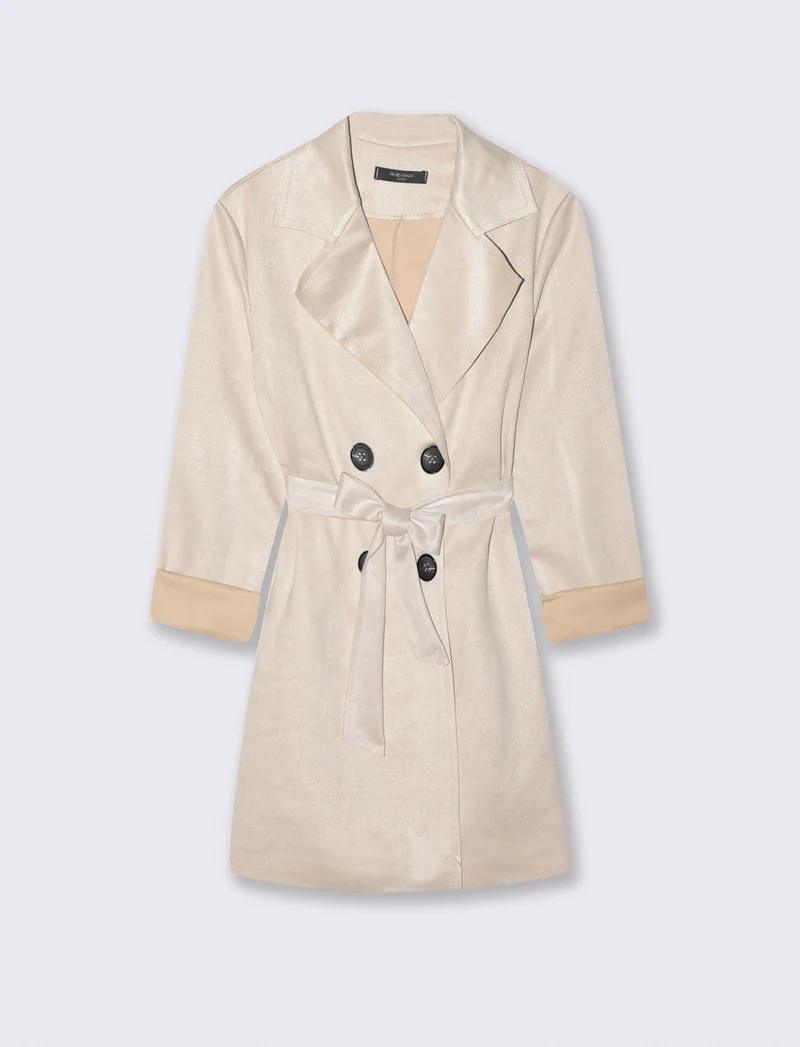 Trench in tessuto suede - Vaniglia