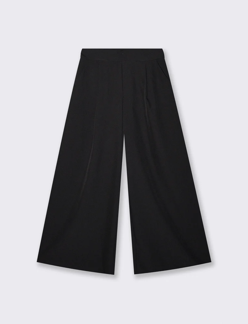 Pantalone over con pieghe ed elastico - Nero