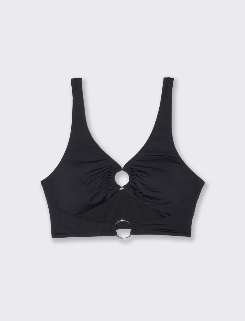 Reggiseno mare top con anelli per donne - Nero