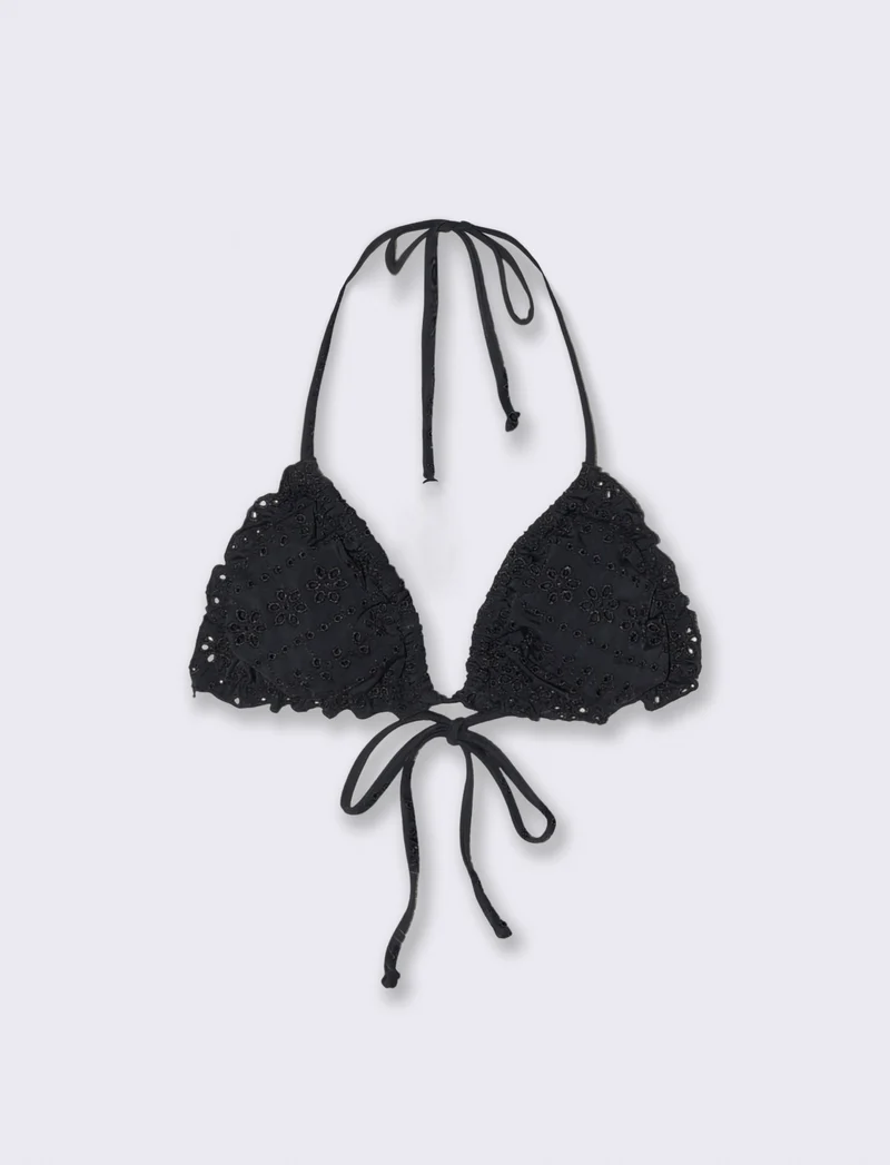 Reggiseno triangolo in sangallo - Nero