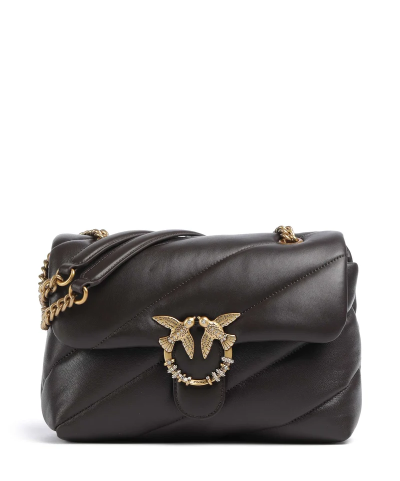 Pinko Love Puff Classic New Buckle Borsa a spalla marrone marasca/antique gold