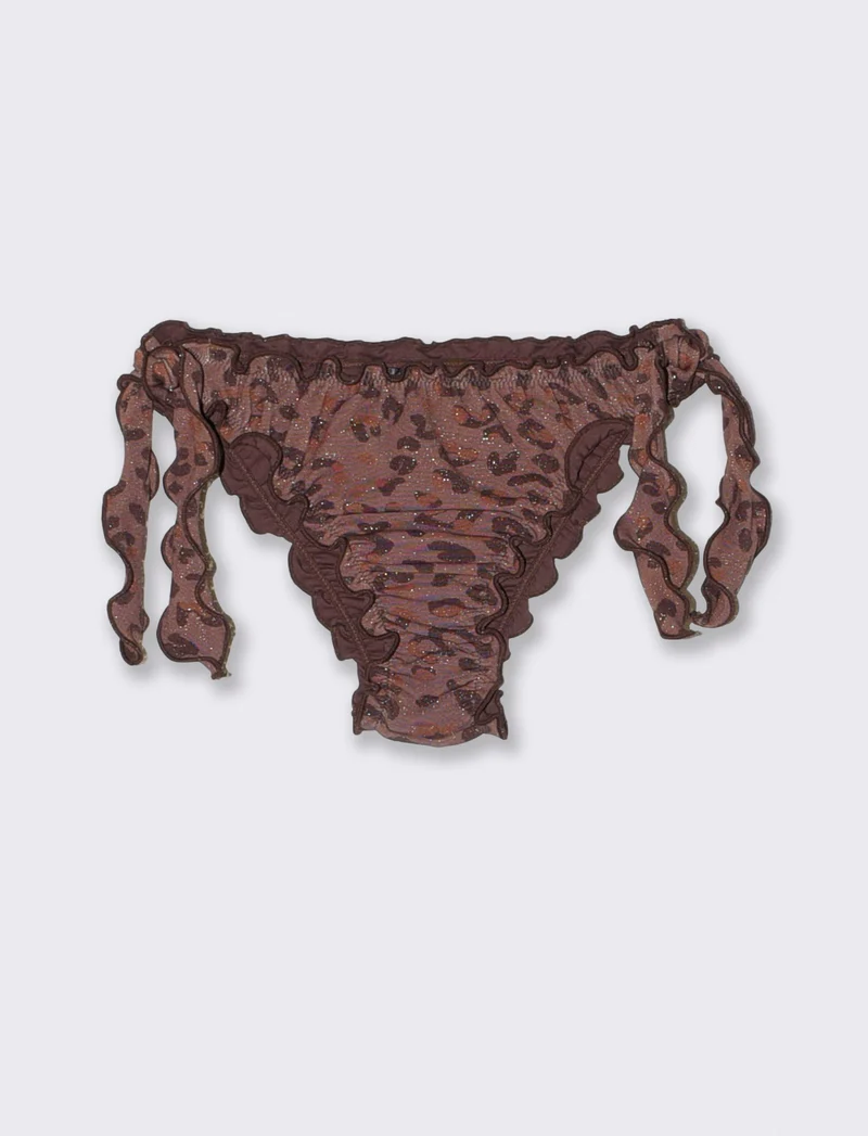 Slip mare lurex con bordi arricciati - Marrone