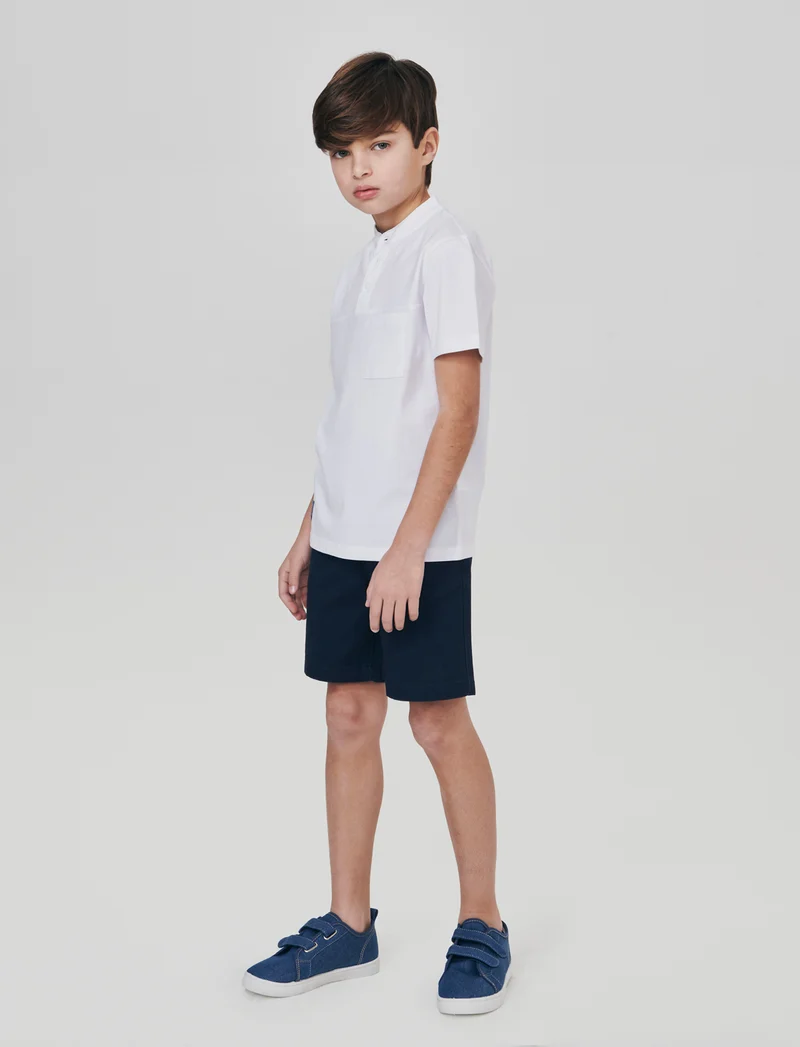 Bermuda in cotone tinta unita regular fit - Blu