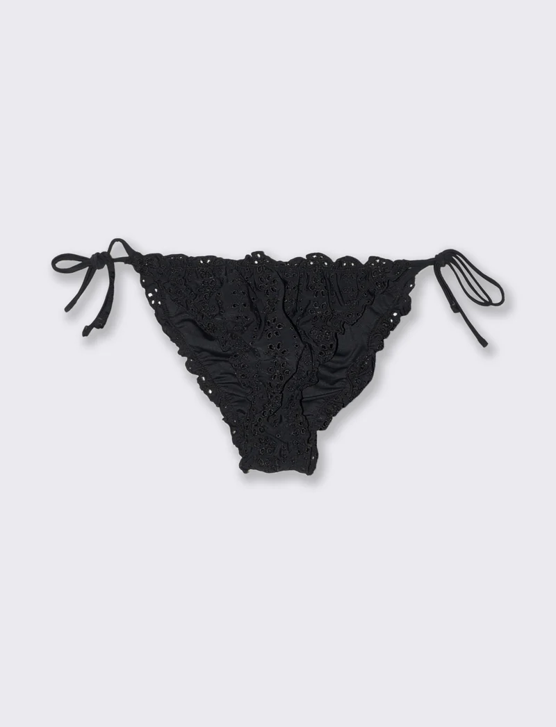 Slip mare in sangallo con laccetti - Nero
