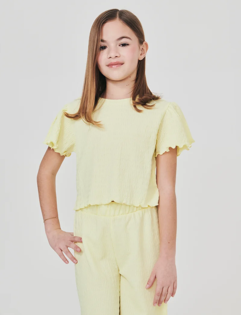 T-shirt over in tessuto goffrato morbido - Giallo
