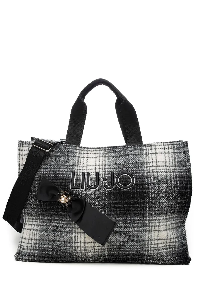 Borsa Liu Jo Animalier Tt L Da Donna Check Maculato Bianco Nero Grigio In Panno