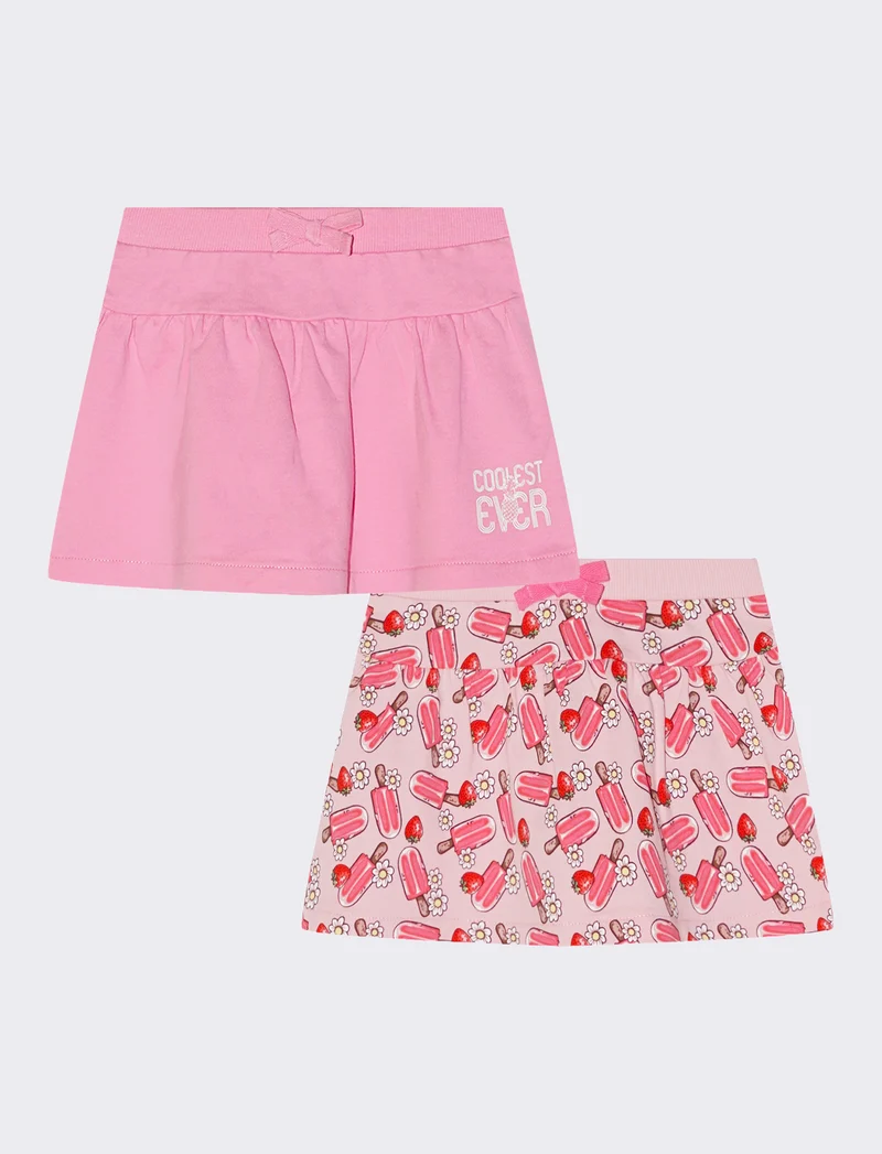 Gonna bipack: tinta unita e fantasia - Rosa