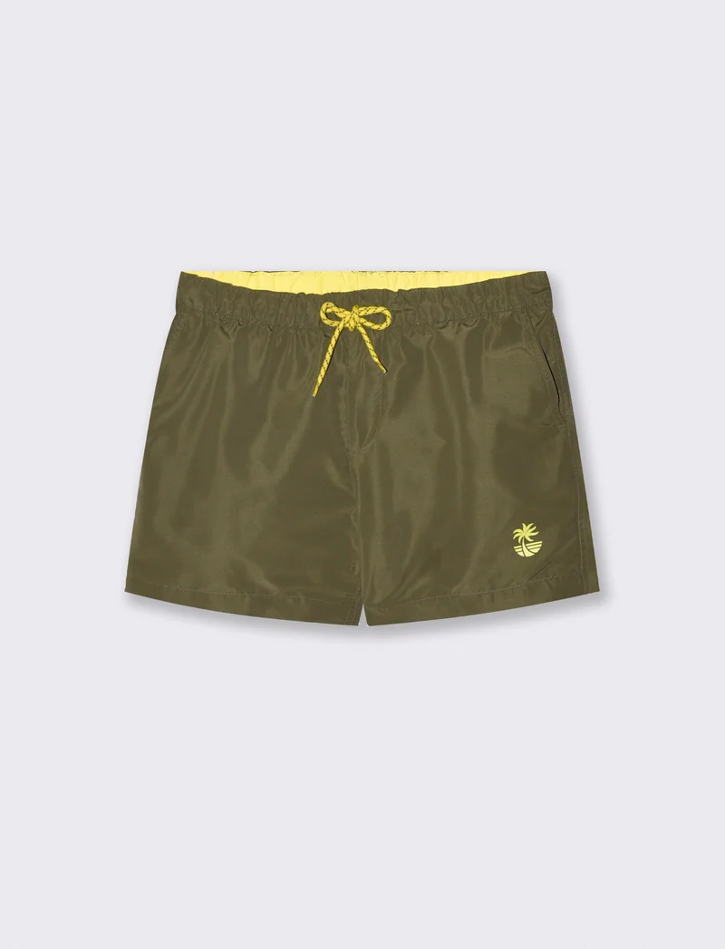Costume Mare Basic con Fodera Rete Interna - Verde militare